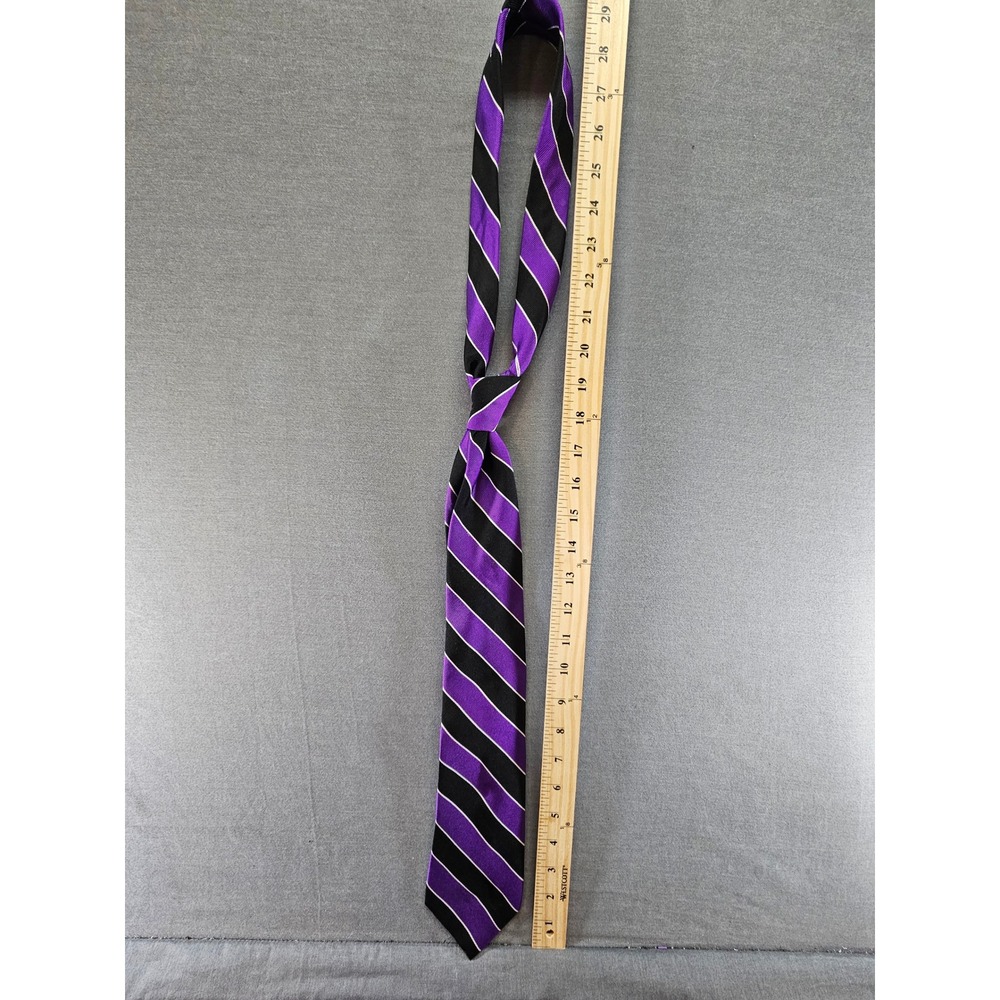 Lauren Ralph Lauren Mens Silk Tie Purple Black White Striped Classic Necktie